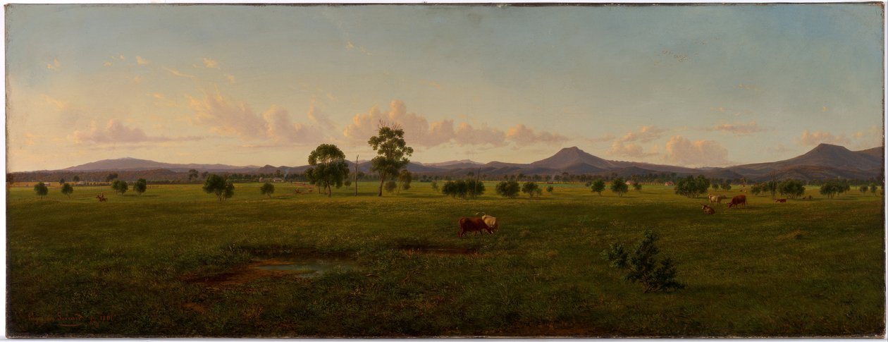 Widok na Alpy Gippsland z Bushy Park nad rzeką Avon autorstwa Eugene von Guérard