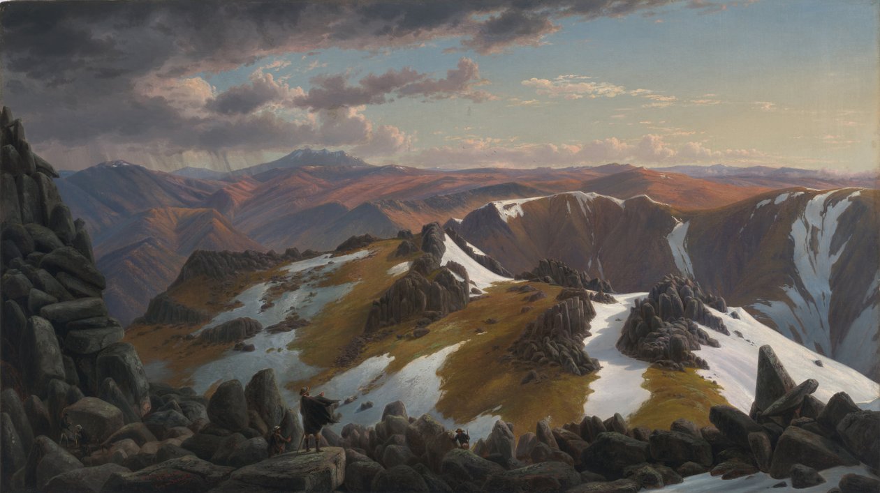 Widok północno-wschodni z północnego szczytu Góry Kościuszki, 1863 autorstwa Eugene von Guérard
