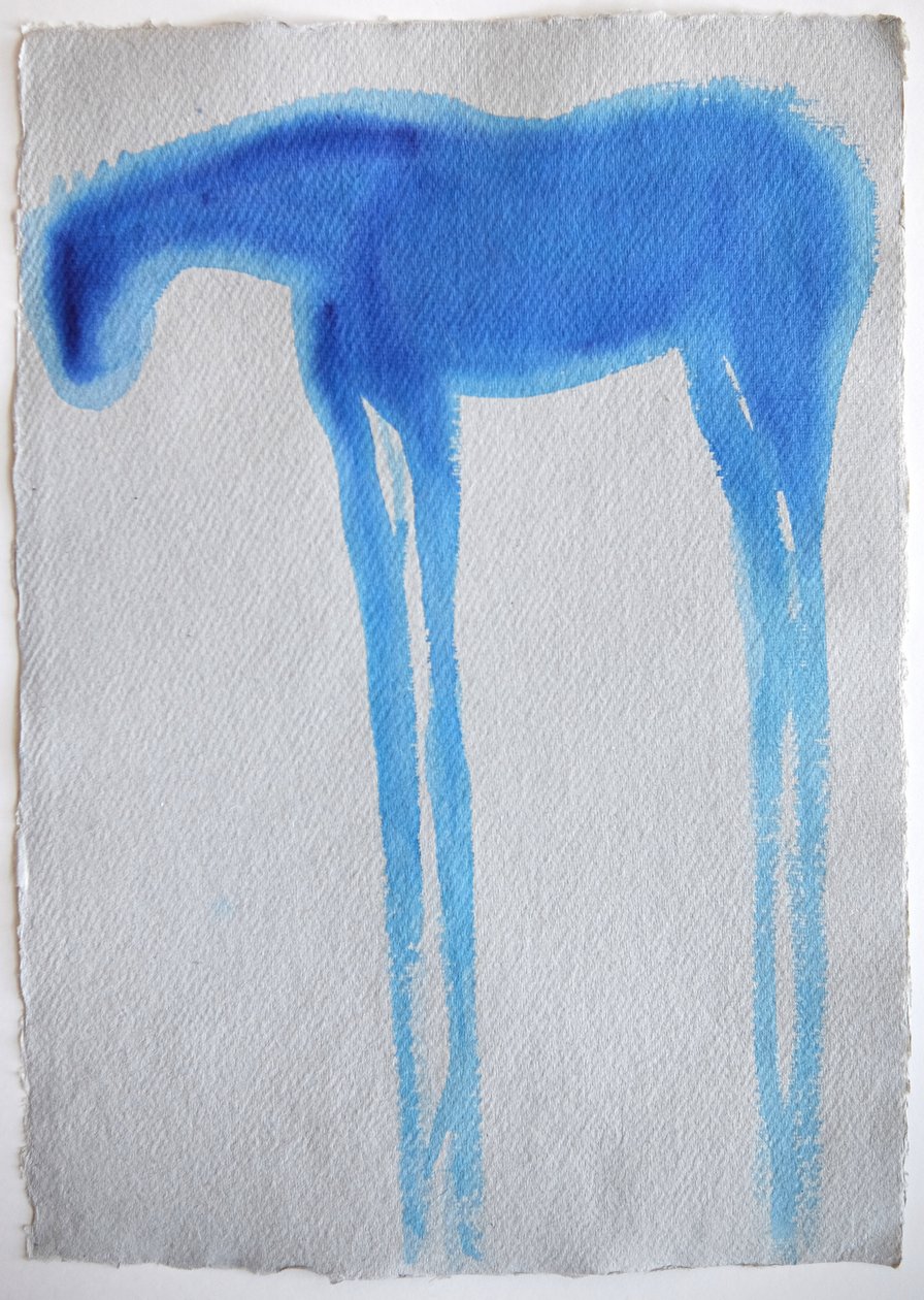 Blue Horse1, 2023 (pigmenty, papier czerpany) autorstwa Eugenie Vronskaya