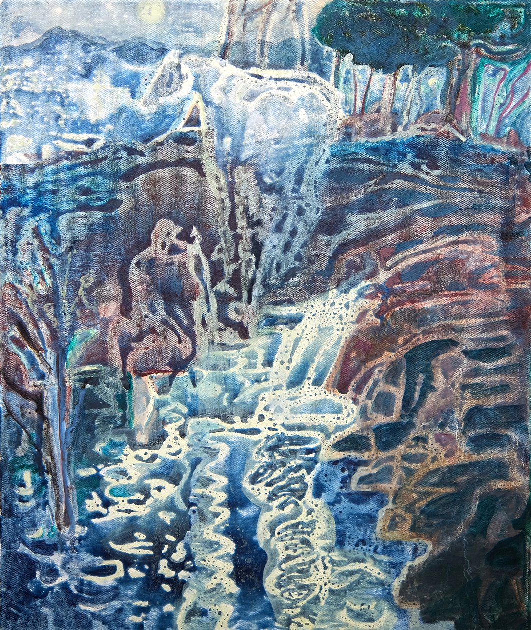 Dappling Moon, 2023 (olej, pigmenty, glina na płótnie) autorstwa Eugenie Vronskaya