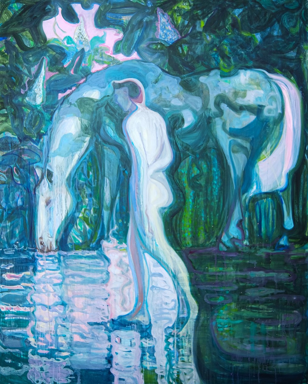 Sleepwalker 2, 2023 (olej, pigmenty na włoskim płótnie) autorstwa Eugenie Vronskaya