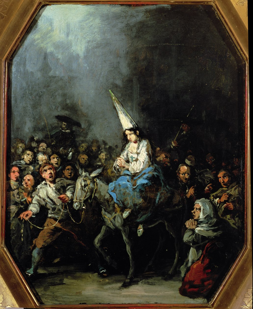 Kobieta potępiona przez inkwizycję autorstwa Eugenio Lucas Velázquez