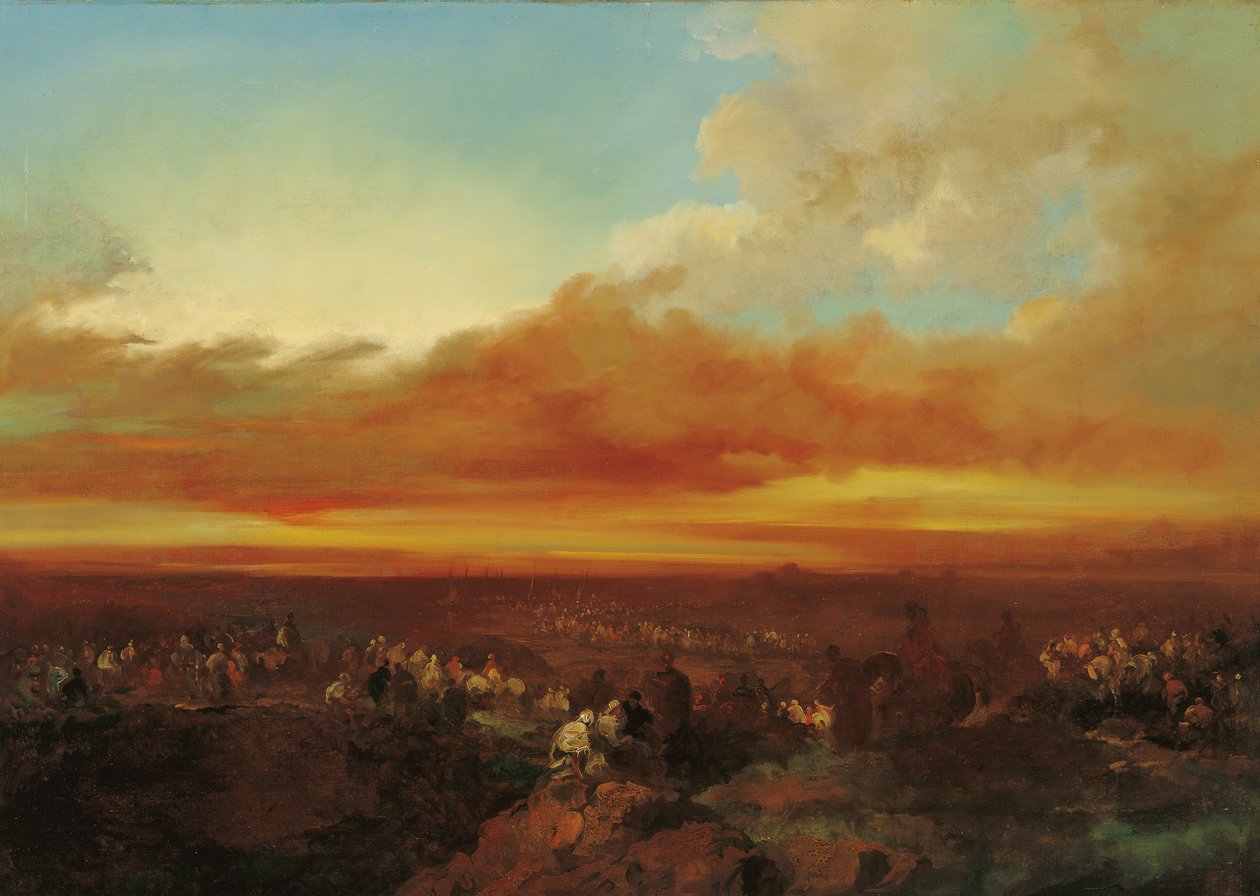 Karawany arabskie przybywają na wybrzeże. autorstwa Eugenio Lucas Velázquez