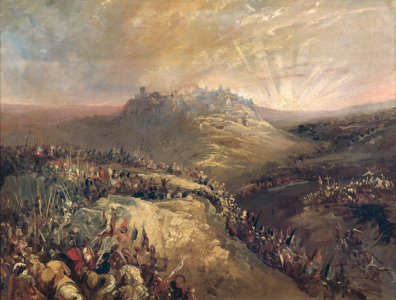 Krzyżowcy przed Jerozolimą autorstwa Eugenio Lucas Velázquez