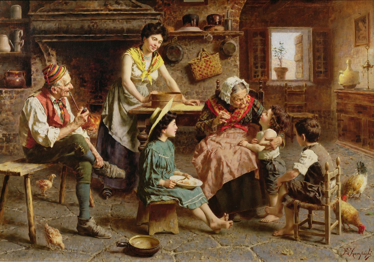 Scena rodzinna autorstwa Eugenio Zampighi