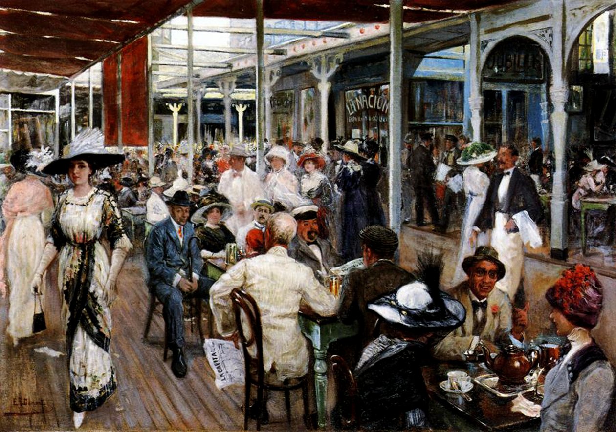 Taras kawiarni, Mar del Plata, Argentyna, 1912 autorstwa Eugenio Alvarez Dumont