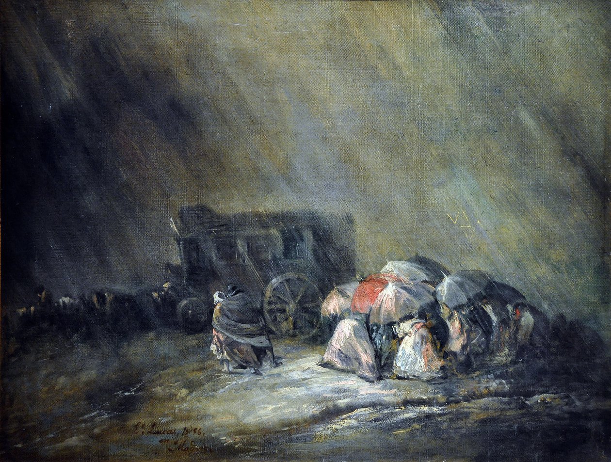 Dyliżans pod burzą autorstwa Eugenio Luca y Velasquez
