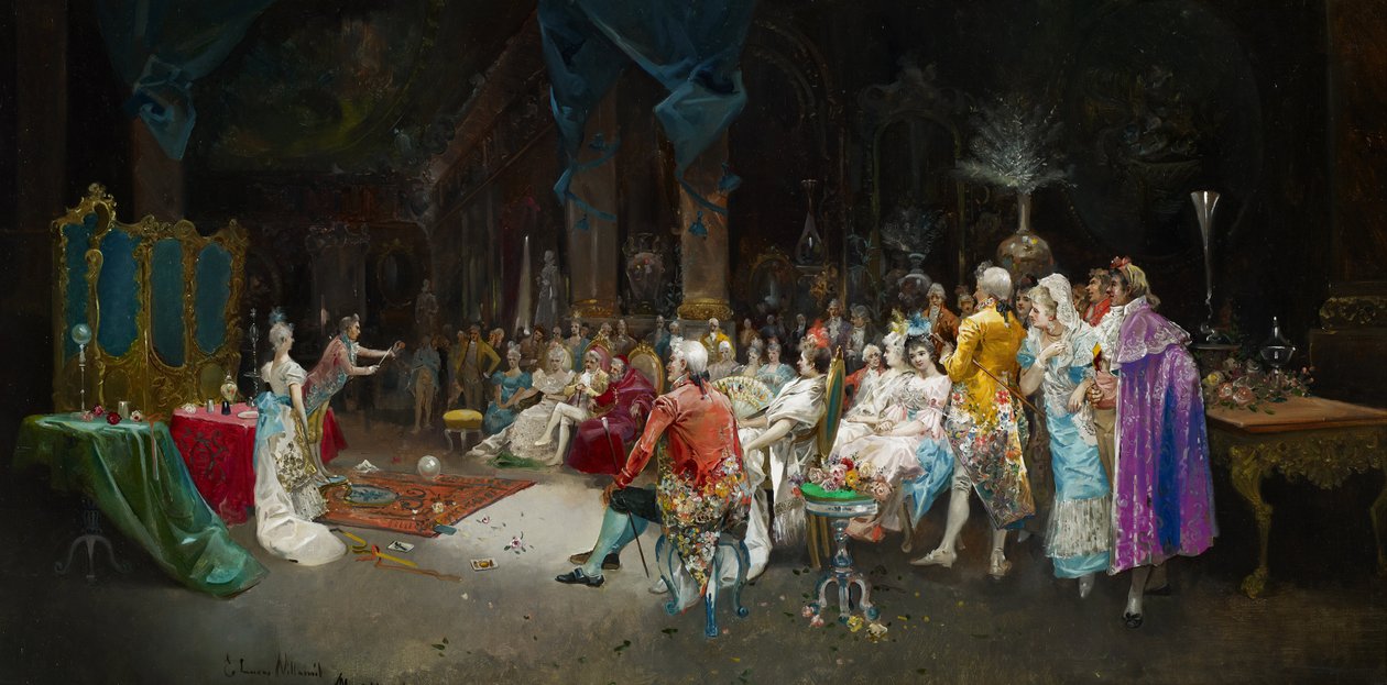 Magik w Pałacu - Lucas Villaamil, Eugenio (1858-1919) - 1894 - Olej na płótnie - 55x110 - Museo Carmen Thyssen, Malaga autorstwa Eugenio Lucas Villaamil