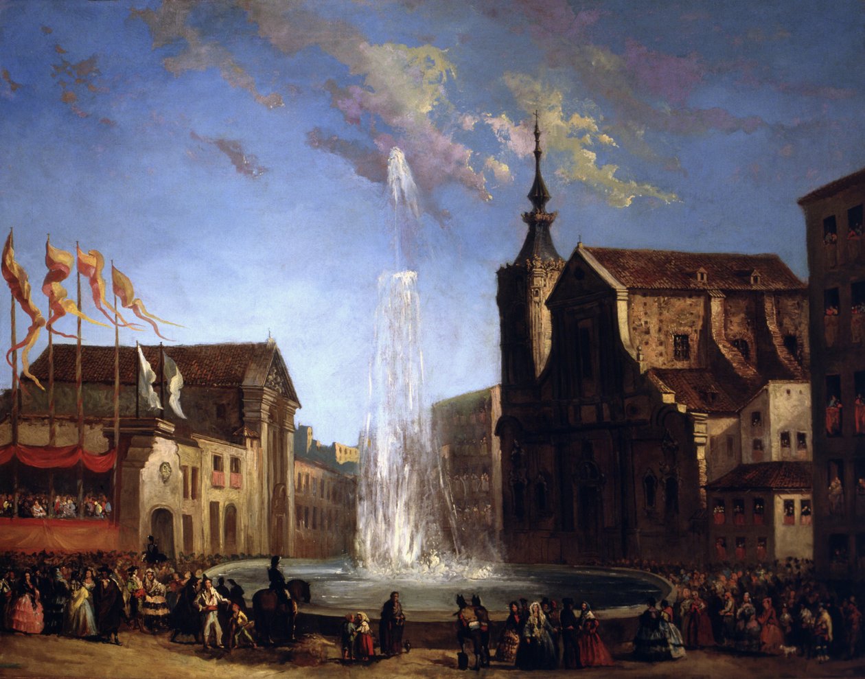 Zaopatrzenie w wodę Lozoya przy fontannie Calle de San Bernardo autorstwa Eugenio Lucas y Padilla