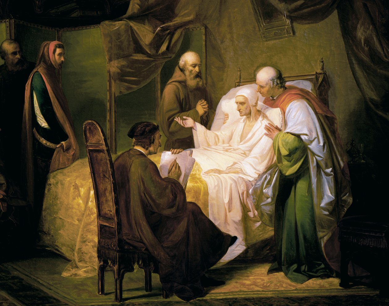 Dante Alighieri (1265-1321) na łożu śmierci autorstwa Eugenio Moretti Larese