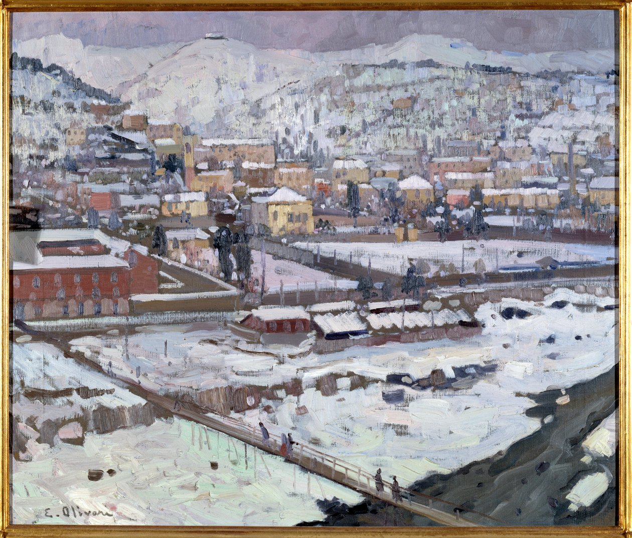 Widok genów pod śniegiem, Włochy (Widok Genui pod śniegiem, Włochy) Obraz Eugenio Olivari (1882-1917) Dim 73x85 cm Genes, Galleria d