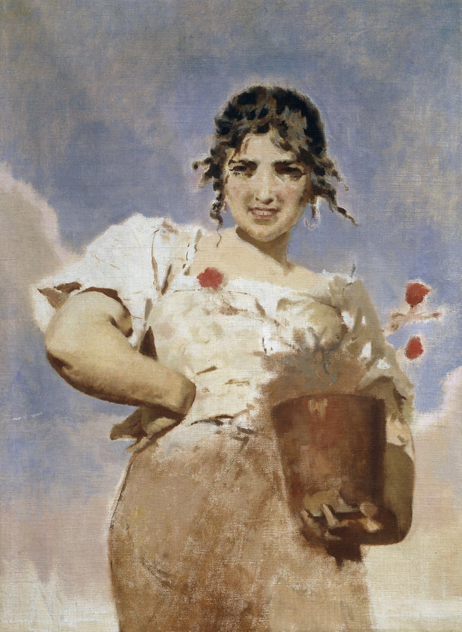 Kwiaciarnia (La Fioraia) (olej na płótnie) autorstwa Eugenio Prati