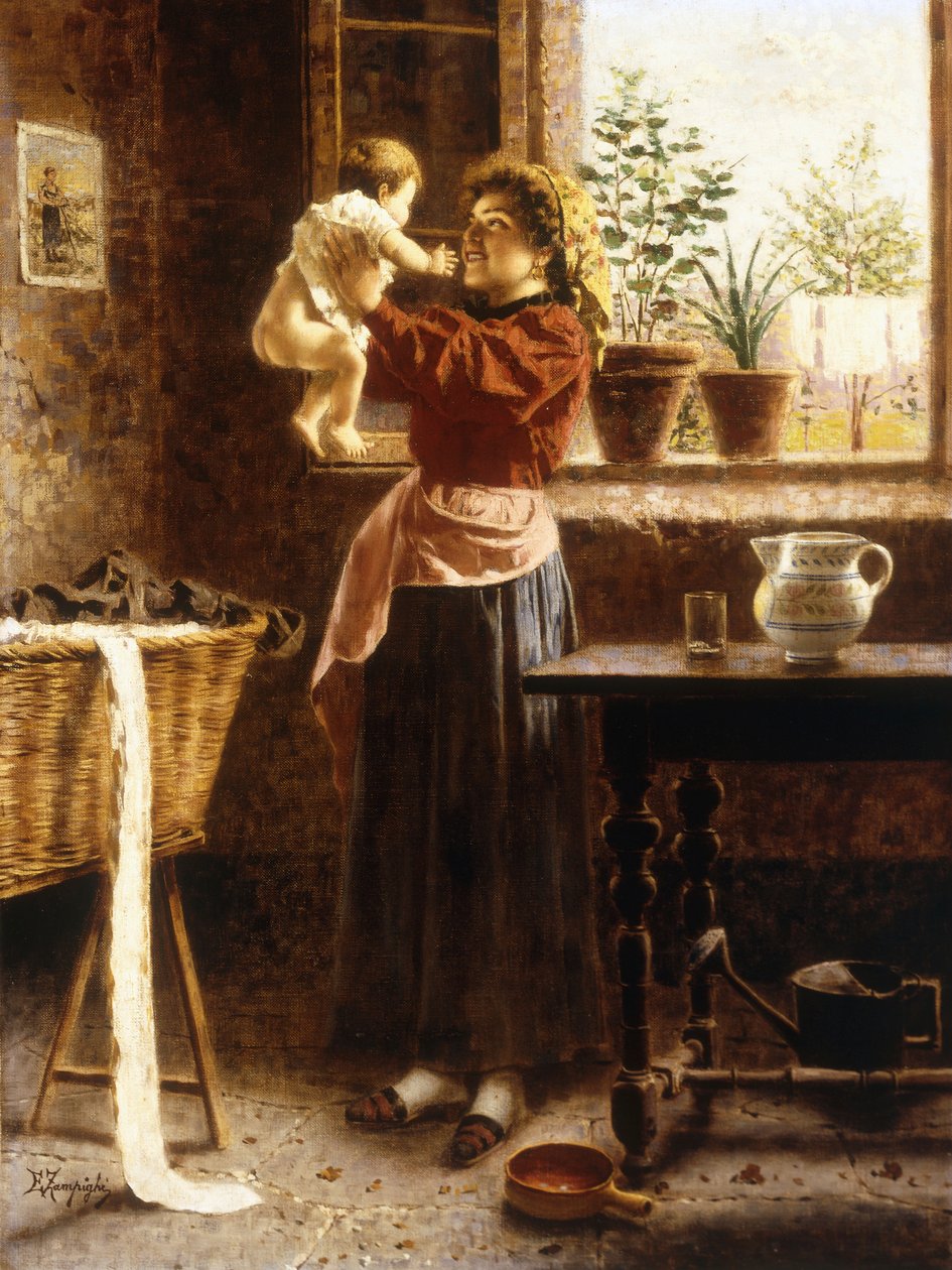 Czuła chwila (olej na płótnie) autorstwa Eugenio Zampighi