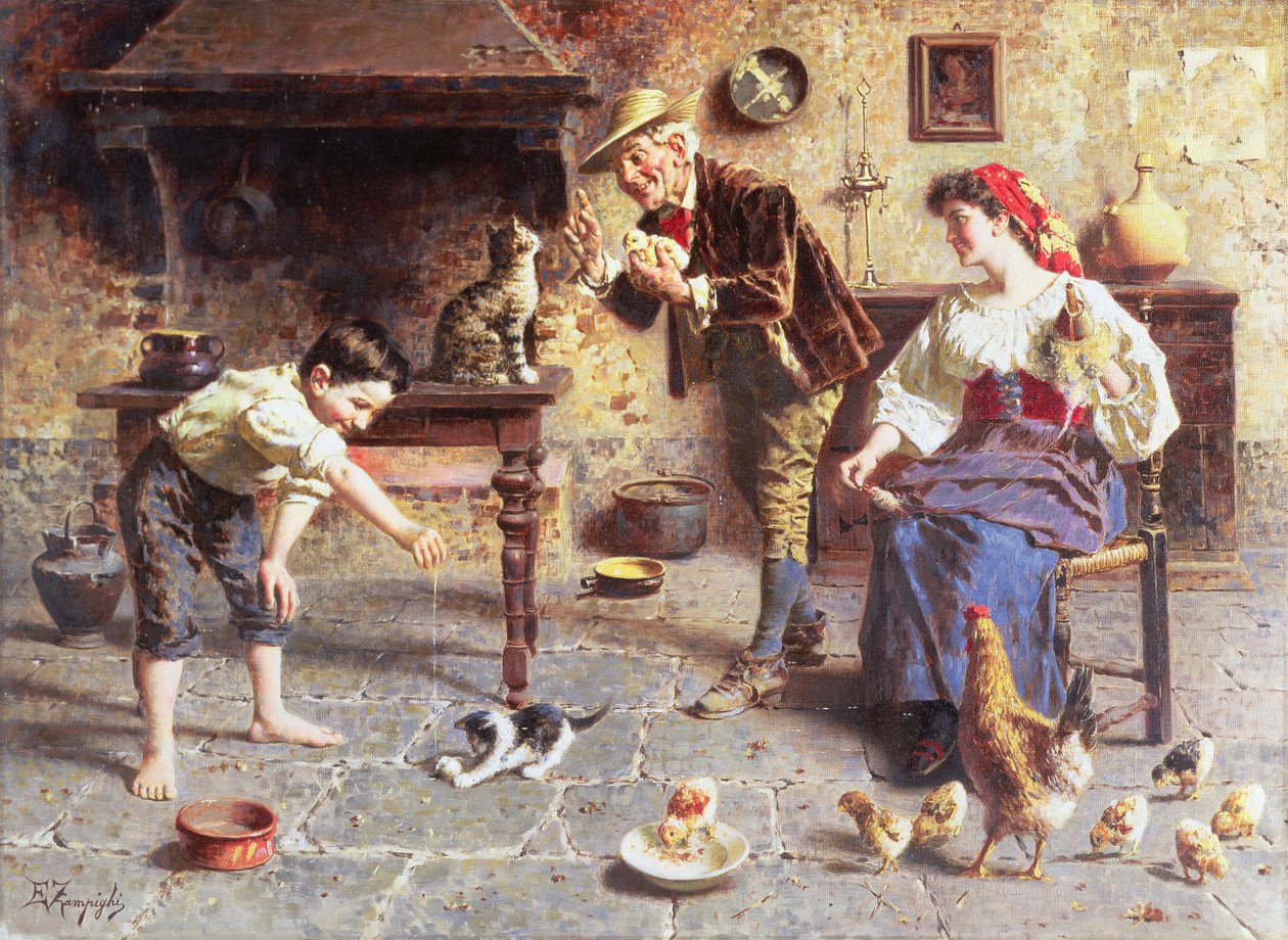 W kuchni (obraz) autorstwa Eugenio Zampighi