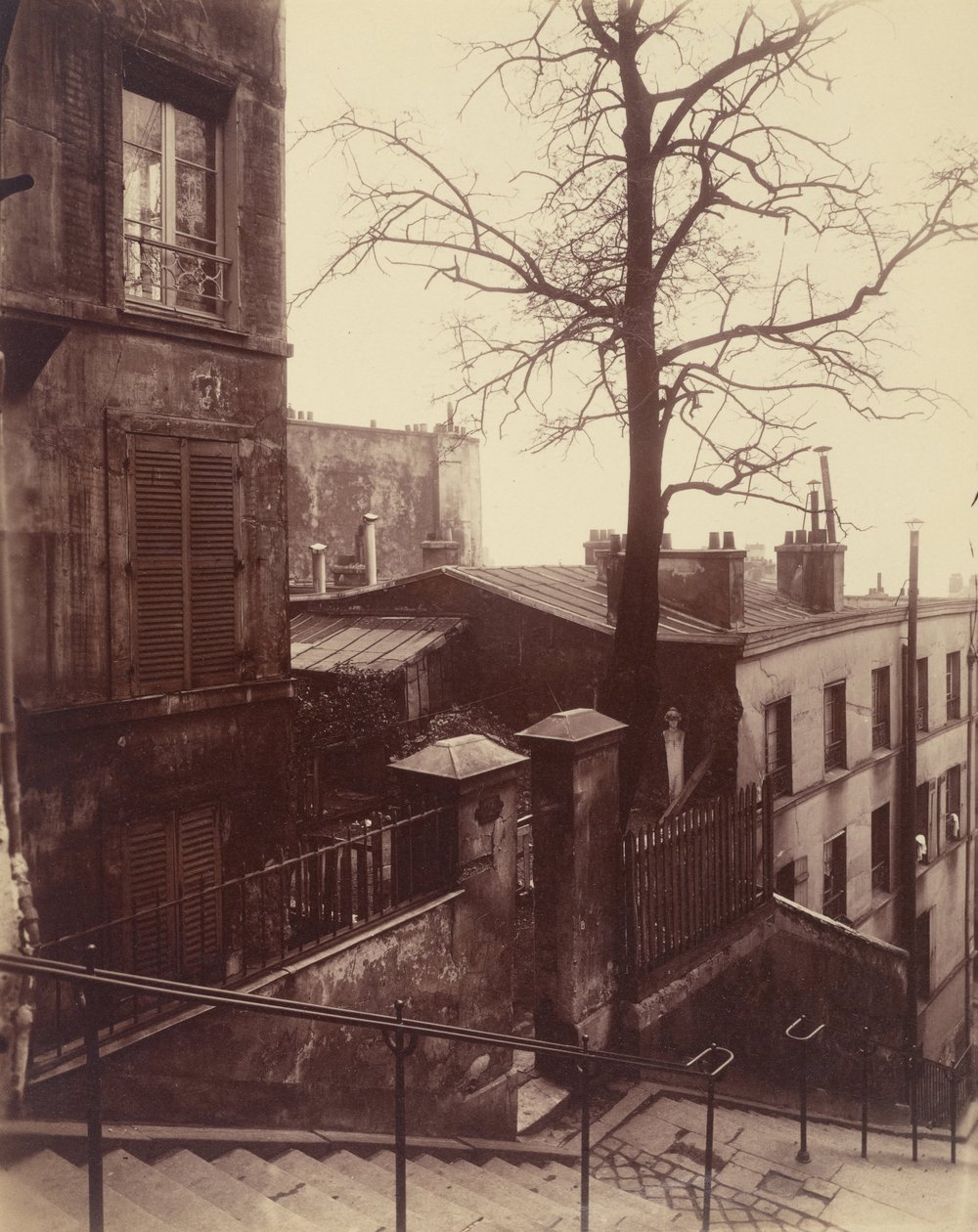 Klatka schodowa, Montmartre autorstwa Eugène Atget