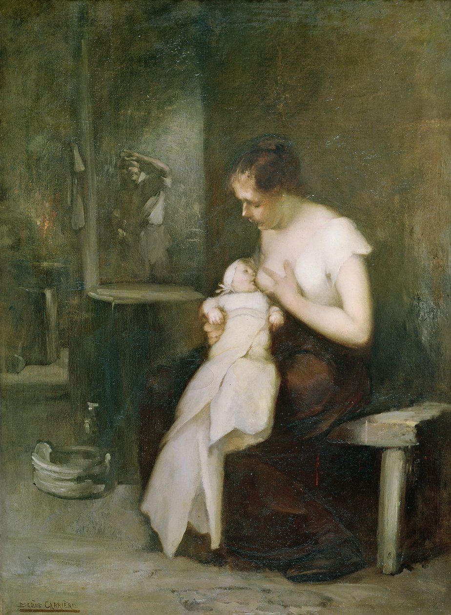 Młoda matka, studium do obrazu na Salon w 1879 roku autorstwa Eugène Carrière