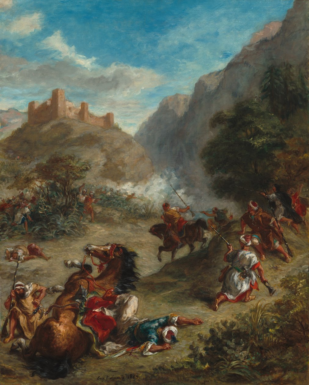 Arabowie potyczki w górach autorstwa Ferdinand Victor Eugene Delacroix
