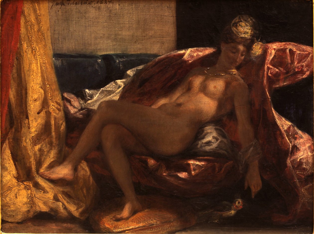 Kobieta z papugą autorstwa Ferdinand Victor Eugene Delacroix