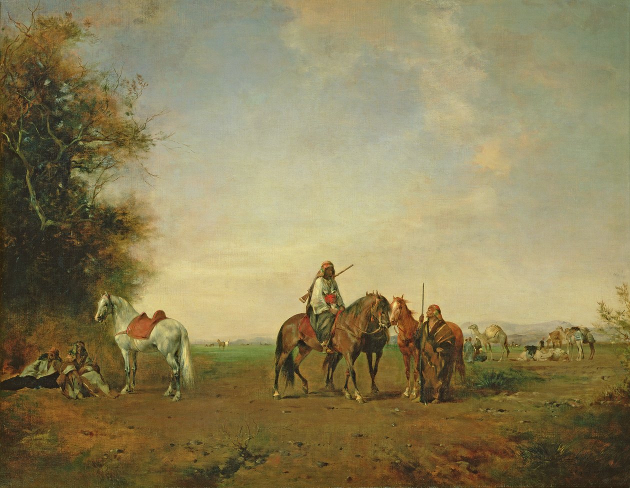 Miejsce spoczynku arabskich jeźdźców na równinie, 1870 autorstwa Eugène Fromentin