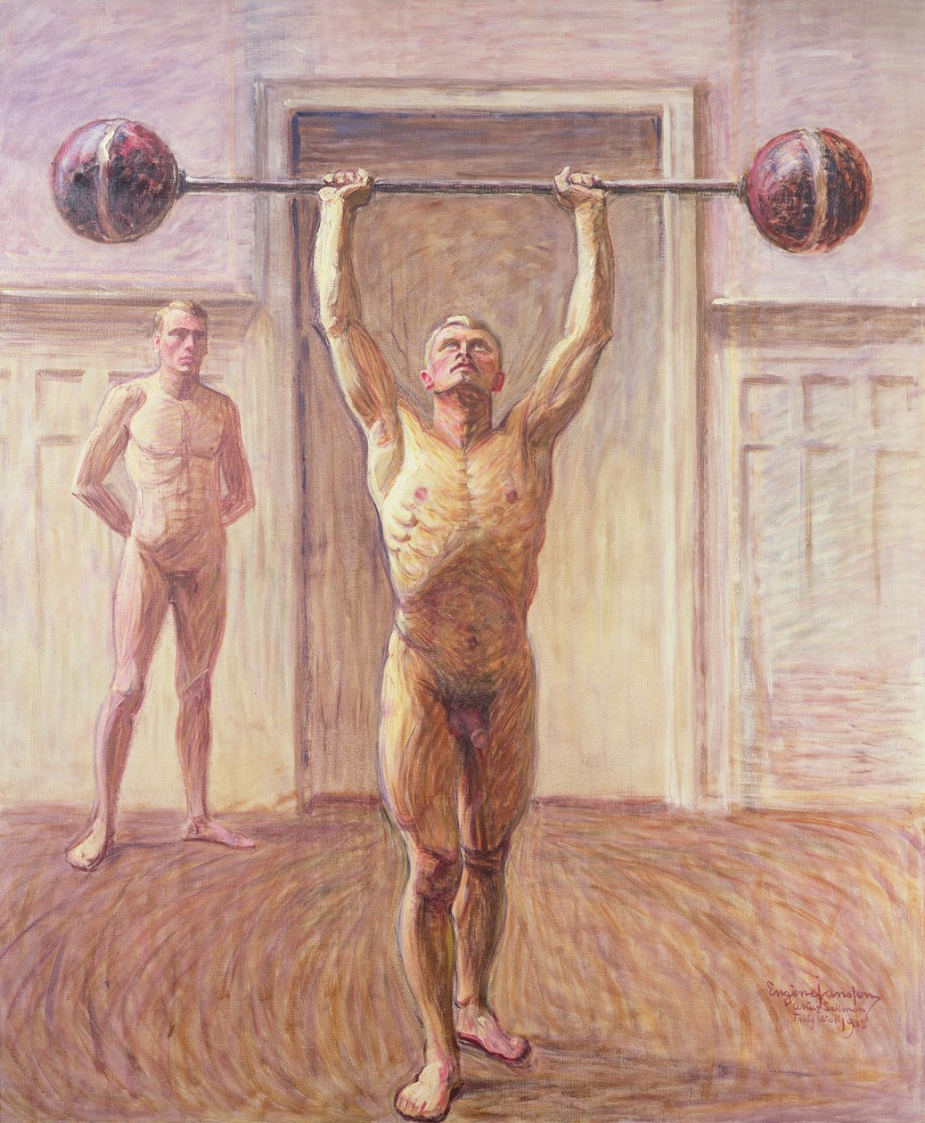 Pchanie ciężarów z dwoma ramionami Numer 2, 1913 autorstwa Eugène Jansson