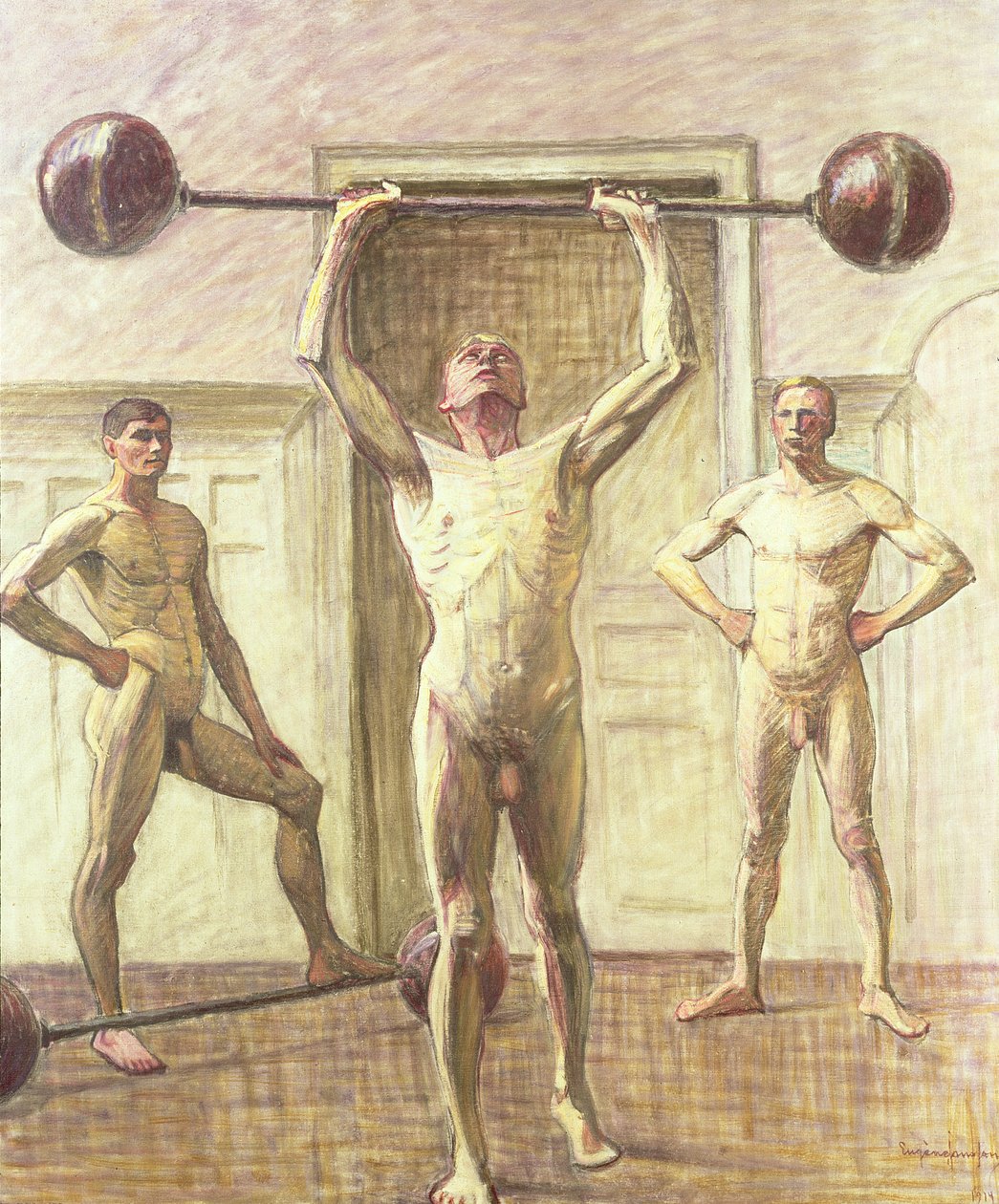 Pchanie ciężarów dwoma rękami, Numer 3, 1914 autorstwa Eugène Jansson