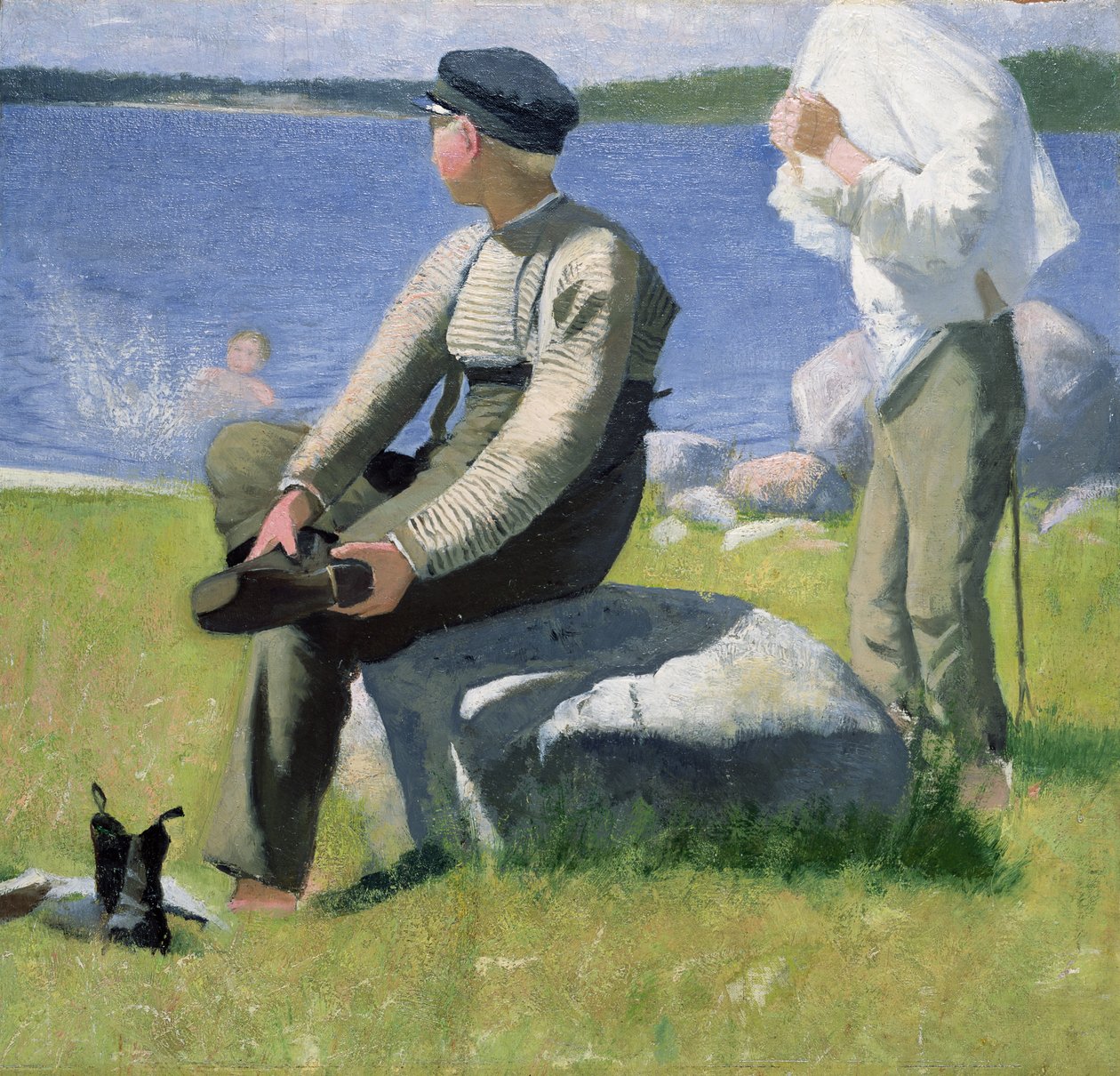 Studium do filmu "Chłopcy na plaży", 1884 autorstwa Eugène Jansson