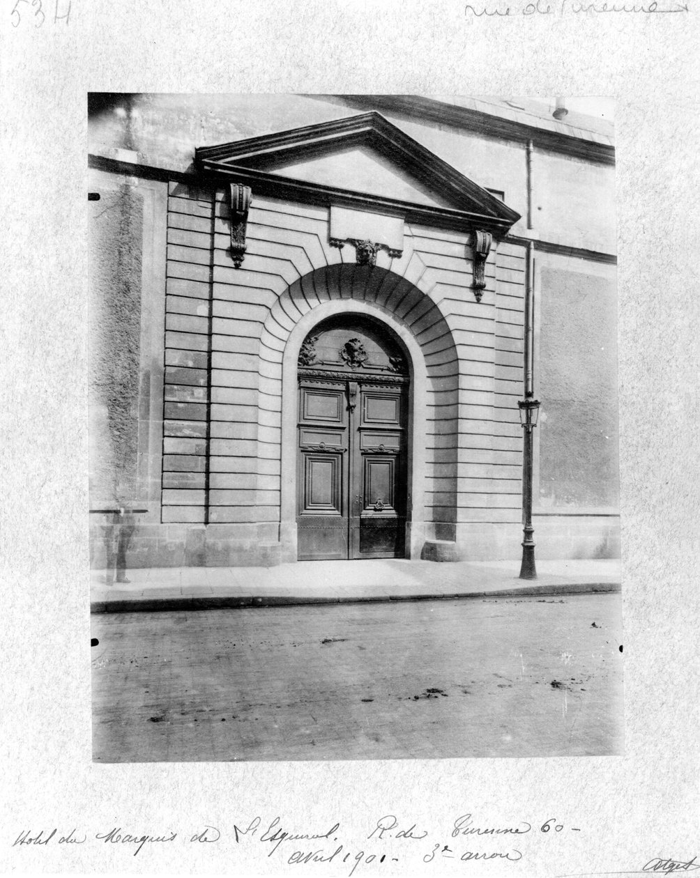 Hotel du Grand Veneur w Paryżu, 60 rue de Turenne, 1901 r. autorstwa Eugène Atget