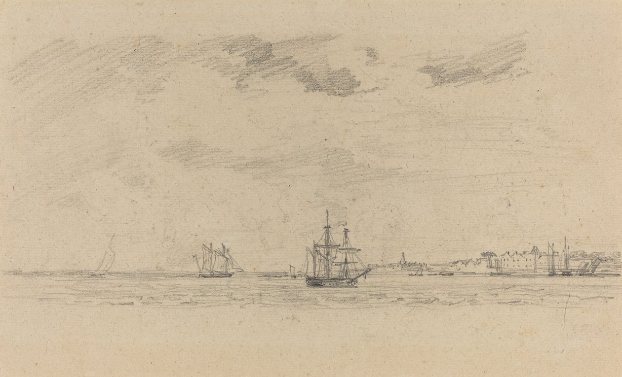 Krajobraz przybrzeżny z wysyłką autorstwa Eugène Boudin