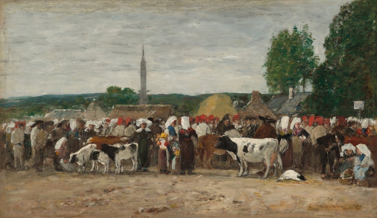 Targi w Bretanii autorstwa Eugène Boudin