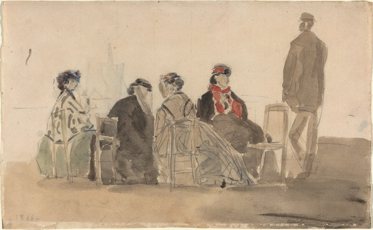 Cztery panie siedzące w Trouville autorstwa Eugène Boudin