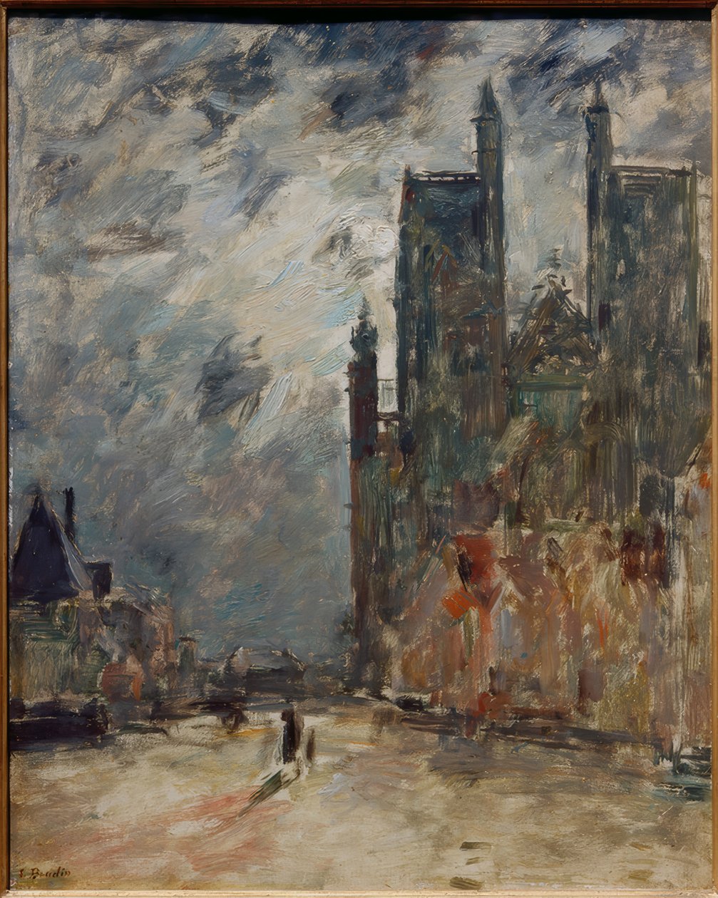 Kolegiata Abbeville nocą autorstwa Eugene Louis Boudin