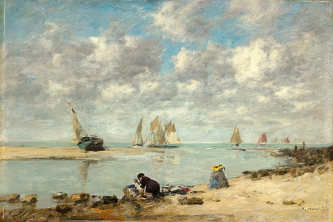 Praczka w pobliżu Trouville. 1872/1876 autorstwa Eugene Louis Boudin