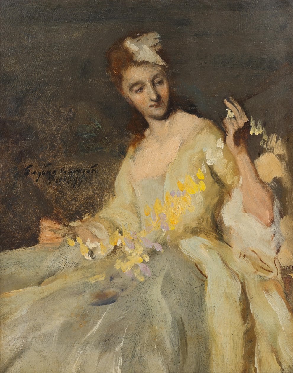 Portret damy w sukni balowej autorstwa Eugène Carrière