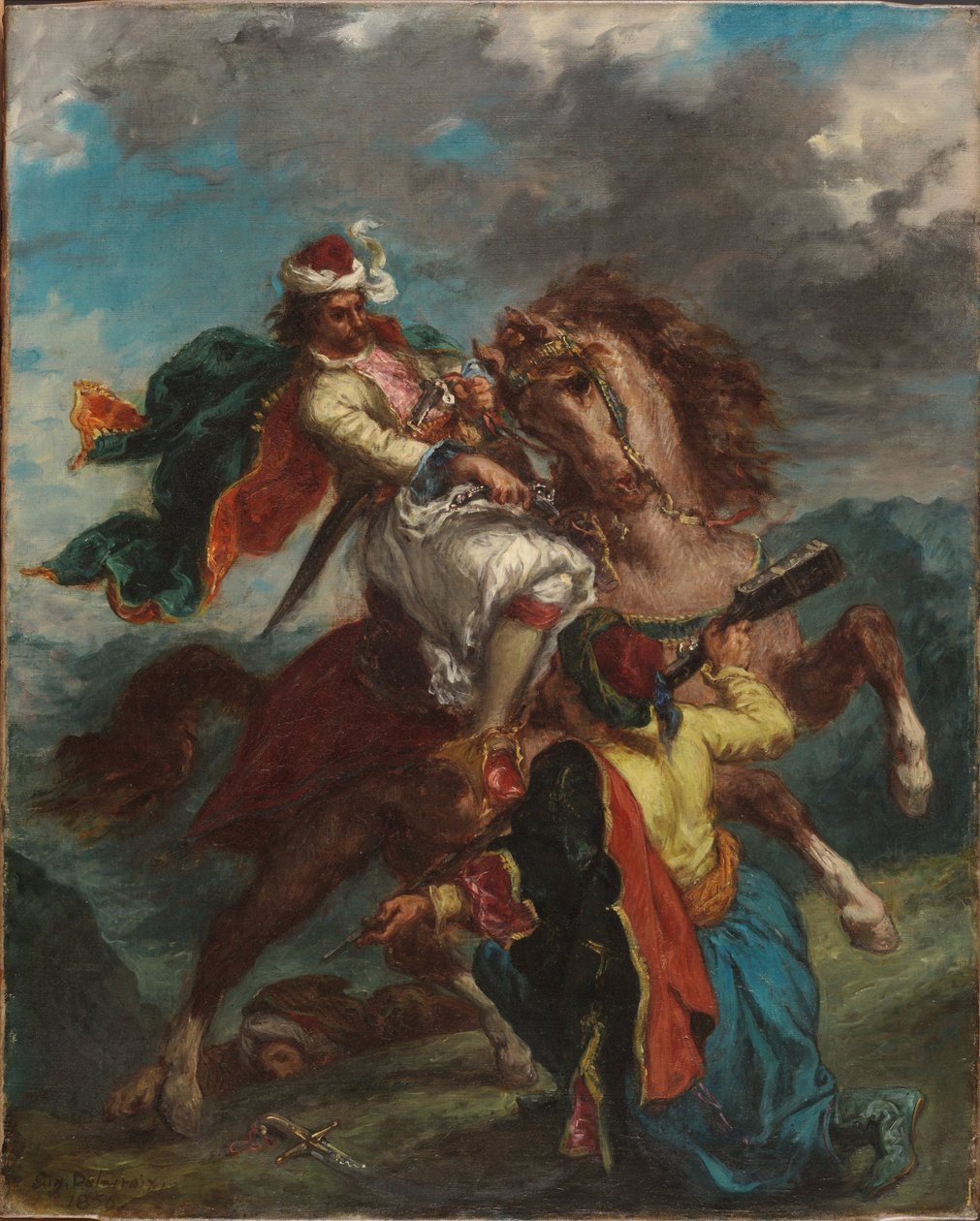 Turek poddaje się greckiemu jeźdźcowi autorstwa Eugène Delacroix