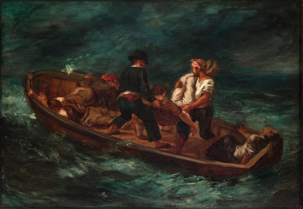 Po wraku statku (Barka Don Juana - zwłoki wyrzucone do morza) autorstwa Eugène Delacroix
