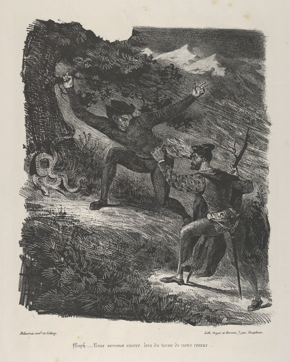 Faust i Mefistofeles w górach Hartz Goethe, Faust, 1825-27., 1825-27. autorstwa Eugène Delacroix