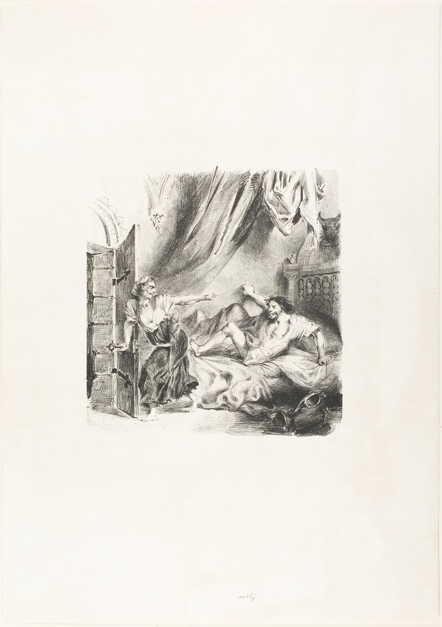 Fronte-boeuf i Czarownica z Ivanhoe autorstwa Eugène Delacroix