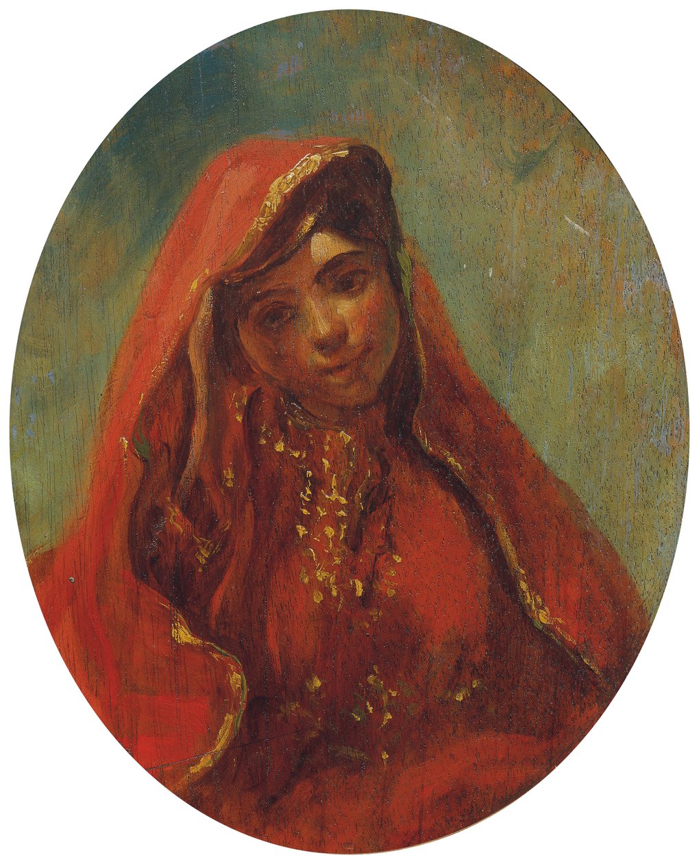 Półpostać marokańskiej kobiety autorstwa Eugène Delacroix