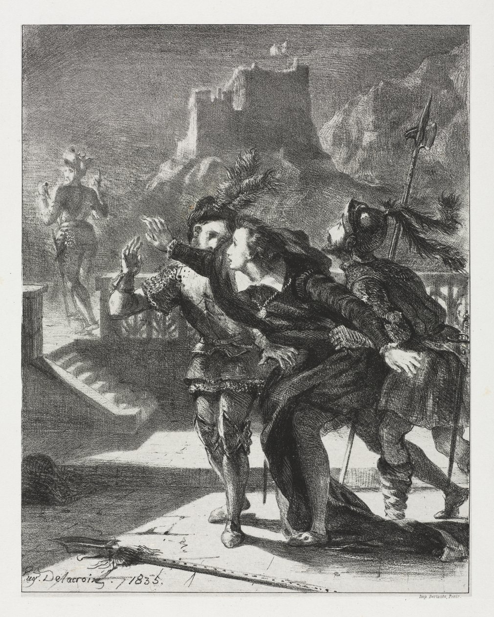 Hamlet: Hamlet pędzi, by podążać za duchem swojego Ojca autorstwa Eugène Delacroix