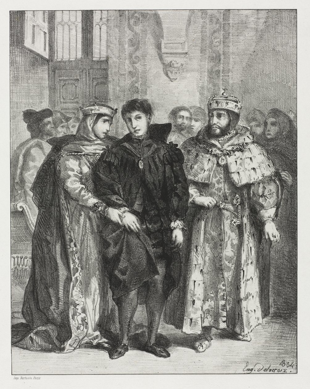 Hamlet: Królowa stara się pocieszyć Hamleta autorstwa Eugène Delacroix