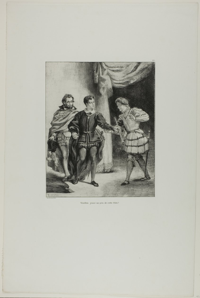 Hamlet i Guildenstern, płyta 6 z Hamleta autorstwa Eugène Delacroix