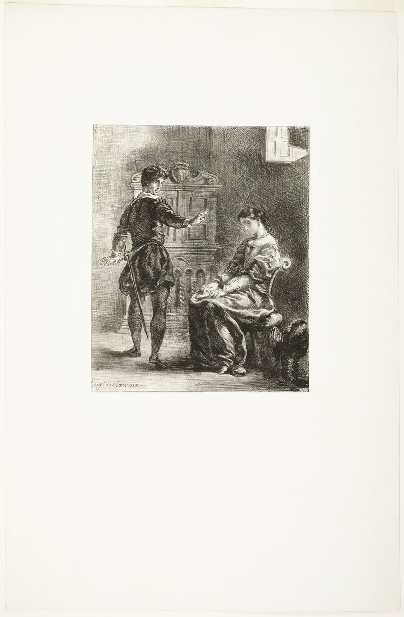 Hamlet i Ofelia autorstwa Eugène Delacroix
