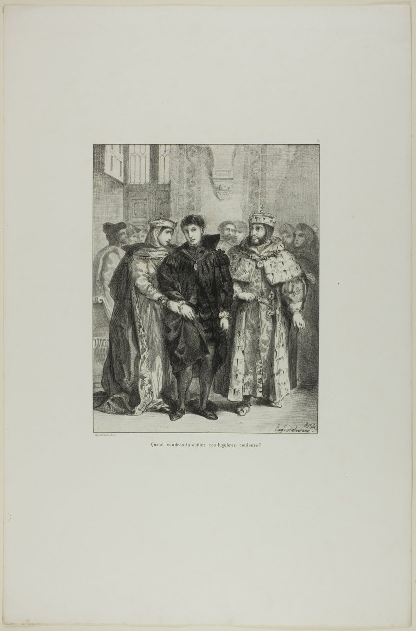 Hamlet i królowa, płyta 1 z Hamleta autorstwa Eugène Delacroix