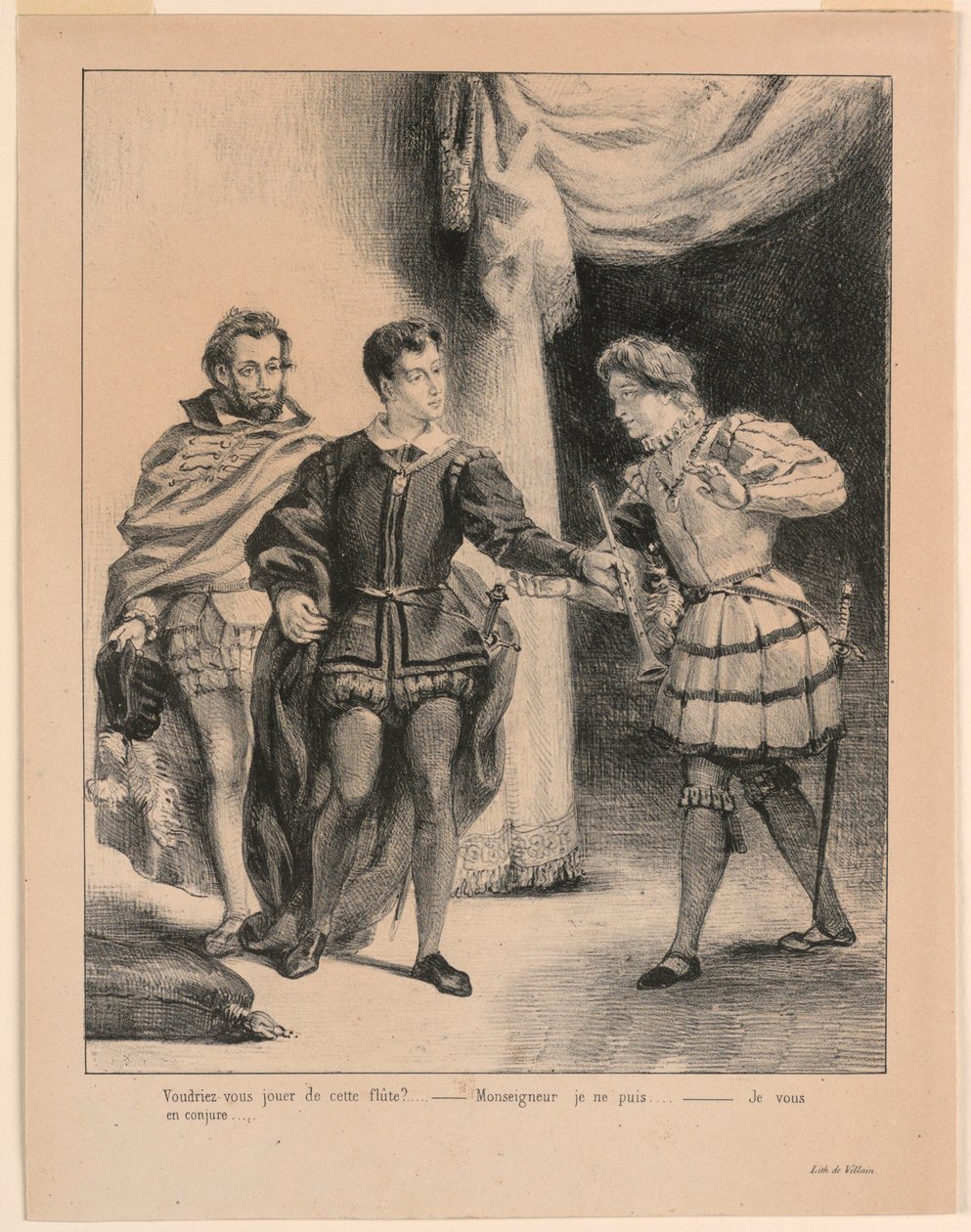Ilustracja do Hamleta: Hamlet i Guildenstern (III,2) autorstwa Eugène Delacroix
