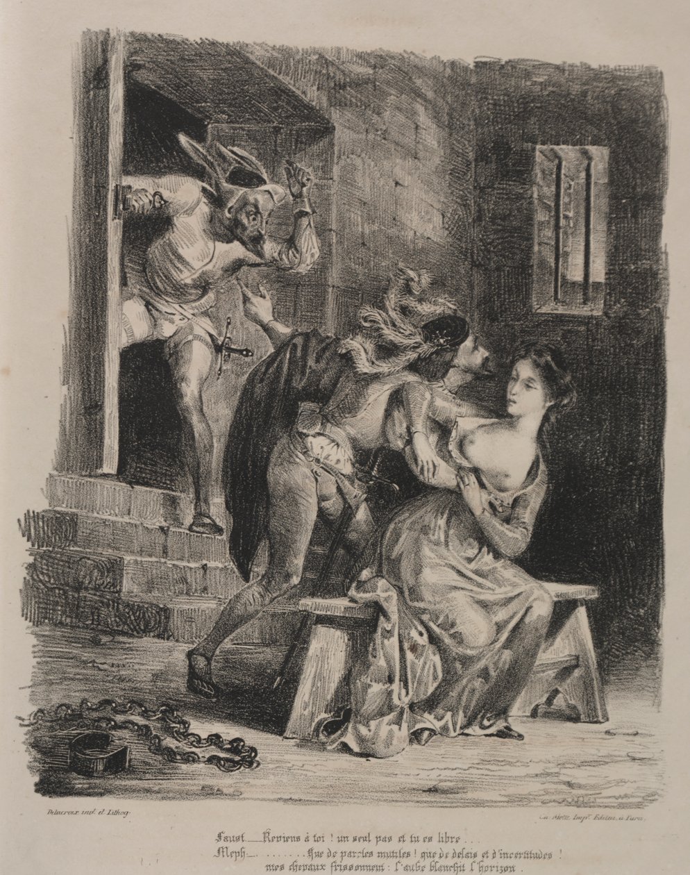 Ilustracje do Fausta: Faust w więzieniu Małgorzaty autorstwa Eugène Delacroix