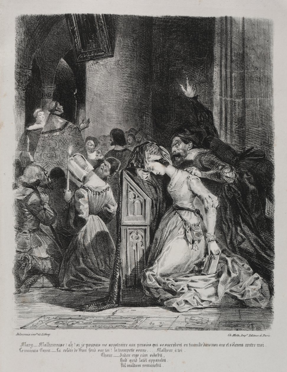 Ilustracje do Fausta: Małgorzata w kościele autorstwa Eugène Delacroix