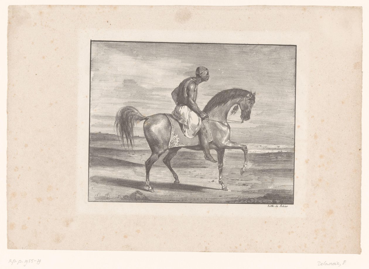 Mężczyzna na koniu na pustyni autorstwa Eugène Delacroix
