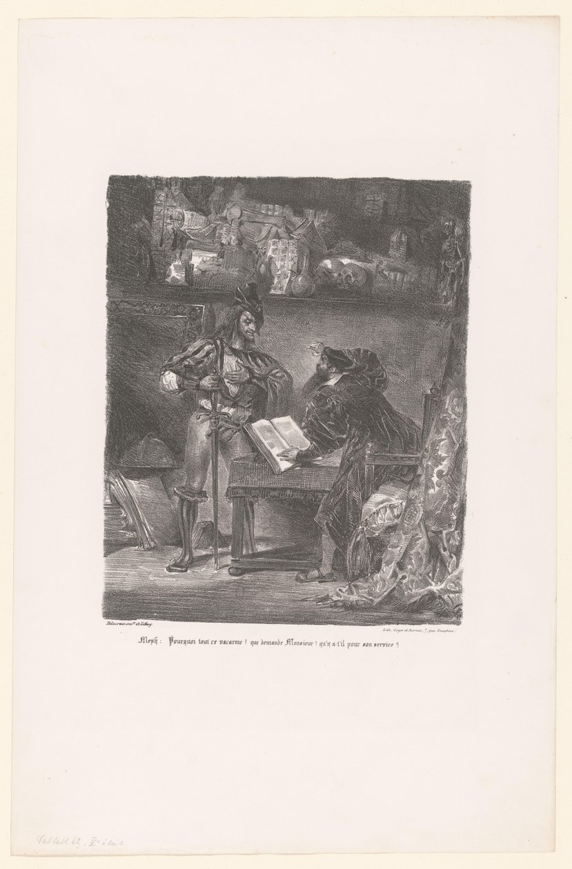 Mephisto verschijnt aan Faust Meph: Po co to całe zamieszanie? (...) (tytuł na obiekcie) Faust (tytuł serii) Faust, tragedia p. de Goethego (tytuł serialu) autorstwa Eugène Delacroix