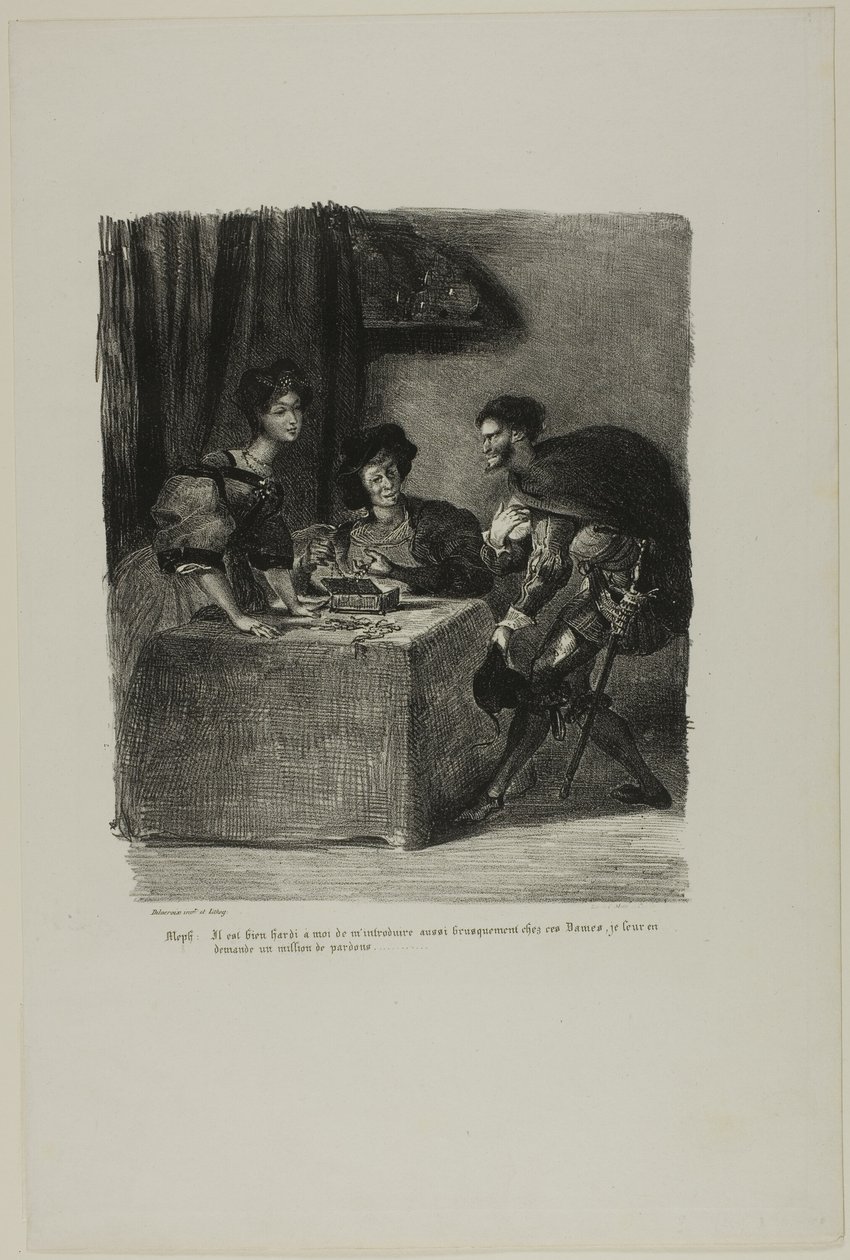 Mefistofeles odwiedza Martę z Fausta autorstwa Eugène Delacroix