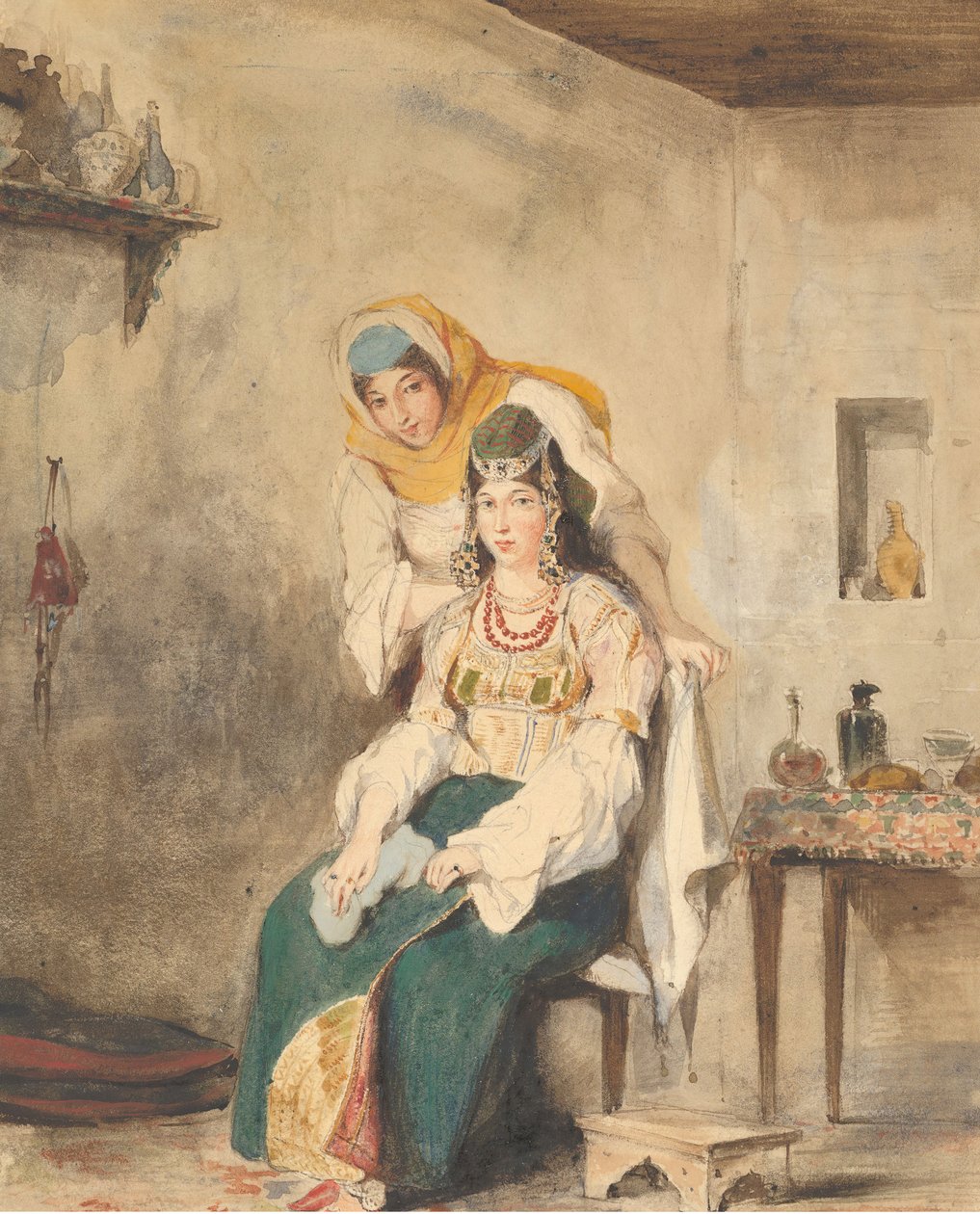 Saada, żona Abrahama Ben-Chimol i Préciada, jedna z ich córek, 1832. autorstwa Eugène Delacroix